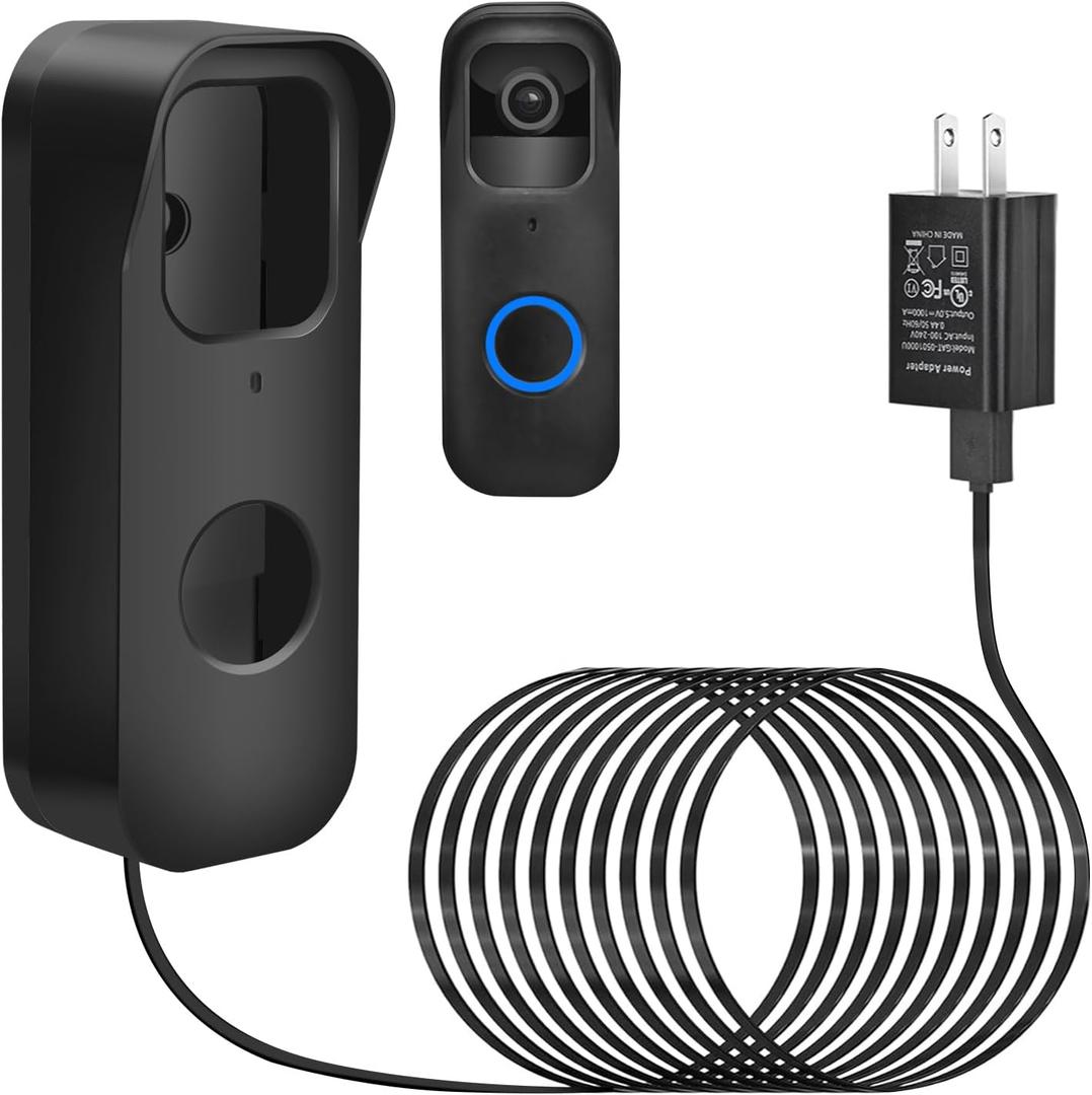 2in1 Power Cable with Adapter & Adhesive Doorbell Mount Compatible with Blink Video Doorbell 1st-2023 Release, Doorbell Transformer with 16.4ft Charging Cord for Blink Video Doorbell Camera, No Drill
