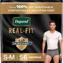 Depend Real Fit Incontinence Underwear for Men, Disposable, Maximum Absorbency, Small/Medium, Grey, 56 Count (2 Packs of 28), Packaging May Vary
