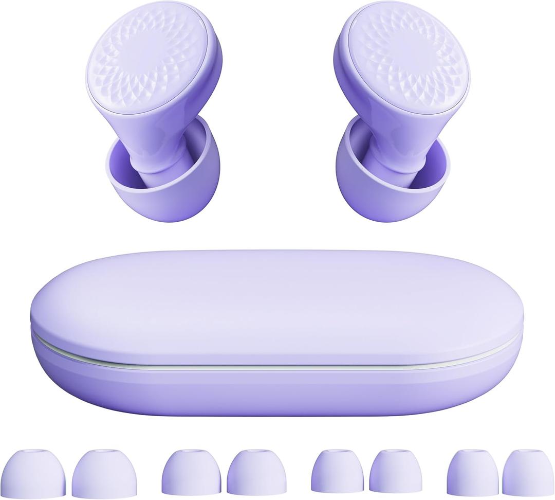Ear Plugs for Sleeping Noise Cancelling, 45dB for Noise Reduction, Noise-Reducing Earplugs for Sleeping, Concerts, Shooting, Silicone Hearing Protection Earbuds with 8 Eartips (Purple, One Size)