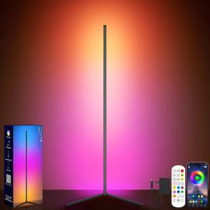 Floor Lamp, Led Corner Lamp, RGB Ambient Lighting, Smart Modern Floor Lamp with Remote, Color Changing Dimmable Corner Light with Music Sync, Mood Lighting for Bedroom, Living Room Gaming Room