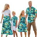 Cromoncent Hawaiian Outfits for Family, Hawaiian Skirt, Hawaiian Teal, Medium, Skirt Only, Medium 
