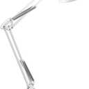 GLOBE Electric 52847 31.5 Inch Swing Arm Clamp-On White Desk Lamp with Nickel Accents, On/Off Rotary Switch, Book Reading Light, Home Essentials, Office Decor, LED Bulb Compatible