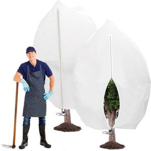 2PCS 70.9x82.7inch Reusable Plant Covers Freeze Protection,Winter Plant Cover Bags with Zipper/Drawstring,Warm Plant Protection Cover Bags Frost Blankets to Protect Tree from Cold Frost Snow Wind Pest