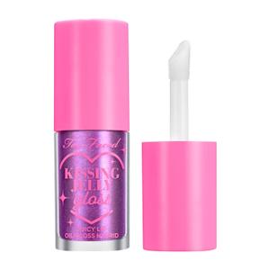 Too Faced Kissing Jelly Lip Oil Gloss | Hydrating Lip Oil + Gloss Hybrid for Instant Moisture and Shine, 0.15 Fl Oz (08 Birthday Kiss (Shimmering Magenta With Blue & Pink Sparkle))