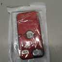 for iPhone 16E Leather Case, Built-in Foldable Alloy Stand, Logo View Design Slim Shockproof Kickstand Phone Cover 6.1 Inch (Red)