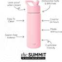 Simple Modern Water Bottle with Straw Lid Vacuum Insulated Stainless Steel Metal Thermos Bottles | Reusable Leak Proof BPA-Free Flask for School | Summit Collection | 18oz, Blush