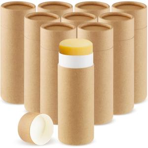 10 Pcs 75g/2.5oz Paperboard Deodorant Tubes Refillable Cardboard Tubes Empty Solid Perfume Container Lotion Sticks Jars for DIY Cosmetic Samples Deodorant - Brown