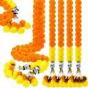 Yilloog 5 Pcs Diwali Marigold Garland for Decoration 5 Feet Long Artificial Indian Marigold Flowers Decor Long Strands Faux Garlands for Diwali, Pooja, Wedding, Events, Halloween Decor(Light Orange)