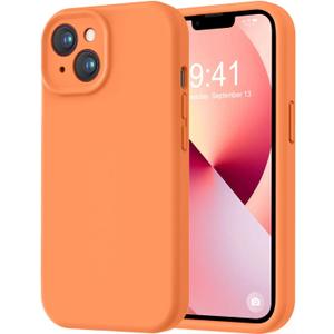 LOVE 3000 Designed for iPhone 13 Case, Premium Silicone with [Soft Anti-Scratch Microfiber Lining] Shockproof Protective Phone Case for iPhone 13 Women Men Girls 6.1", Bright Orange