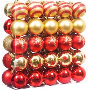 50pcs Christmas Ornaments, Christmas Tree Ornaments, 4cm / 1.6" Christmas Tree Decoration Ornaments Xmas Ball for Xmas Tree Holiday Wreath Garland, Red and Gold