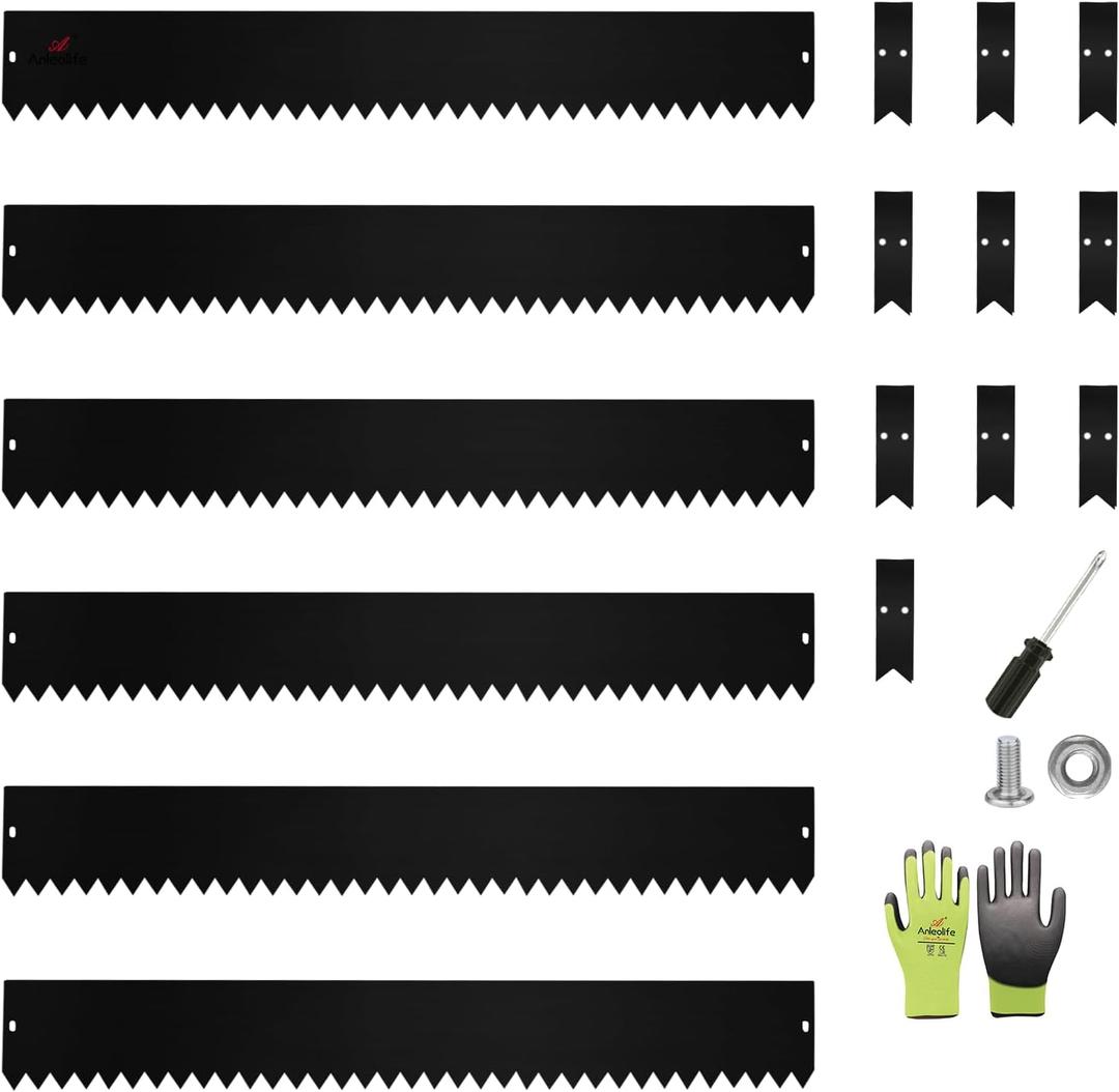 A ANLEOLIFE 20FT Galvanized Steel Landscape Edging, 6-Pack 40" L x 6" H Hammer-in Metal Garden Border with 10 Stakes for Lawn, Pathway, Flower Beds Black