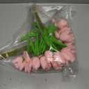 Fake Tulips Artificial Flowers with Stems - 24pcs Latex Real Touch Faux Tulips Arrangement Bouquet for Home Kitchen Wedding Decorations (Pink)