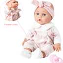 Enjoyin 12'' Baby Doll in Gift Box with Pink Cloths, Pacifier, 13''x13'' Microfabric Blanket, and Feeding Bottle. Gift Idea for Ages 3+