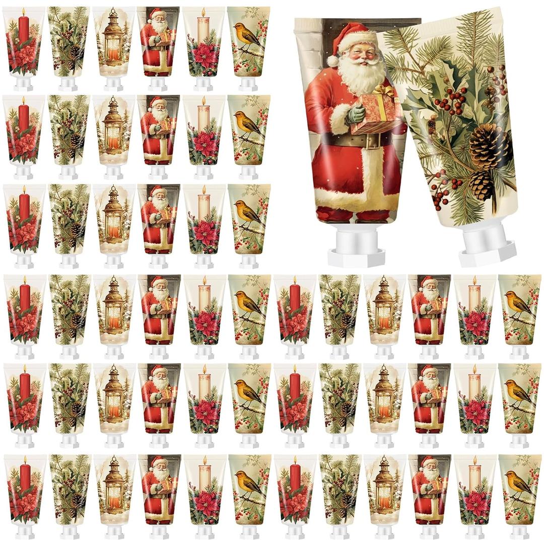 72 Pcs Christmas Hand Cream Bulk Gift Set Retro Christmas Mini Hand Lotion Travel Size Moisturizing Body Cream for Women Homeless Birthday Xmas Gift Stocking Stuffer