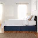 Amazon Basics Lightweight Pleated Bed Skirt, Fade Resistant, Wrinkle Resistant, Machine Washable, Queen, Navy Blue