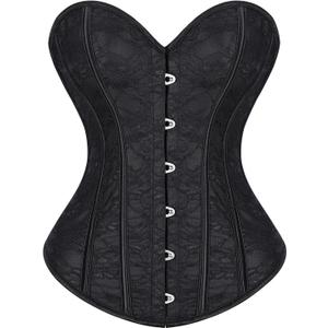 JASGOOD Corset Tops for Women Overbust Bustier - Lace up Jacquard Shapewear Lingerie Halloween Costume Corset. Size L