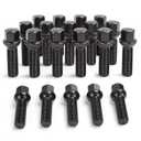 20PCS 14x1.5 Extended Lug Bolts with 45mm Shank Length Ball Seat, Aftermarket Black Wheel Lug Bolts for Spacers, Compatible A3 A4 A6 A8 S4 S6 S8 TT Jetta Allroad Volkswagen Quattro Golf Tiguan Passat