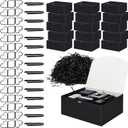 HUAPRINT 46PCS Gift Boxes Set 15 Black Gift Boxes with Lids 10x8x4 Inches for Wedding Present,Proposal,Engagements,Groomsmen-Contain 15 Boxes, 15 Greeting Cards,Paper Shred Filler,15 Ribbons