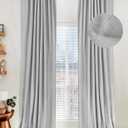 100% Blackout Shield Linen Blackout Curtains for Bedroom 108 Inches Long, Back Tab/Rod Pocket Living Room Drapes, Thermal Insulated Blackout Curtains 2 Panels Set, 50" W x 108" L, Grey