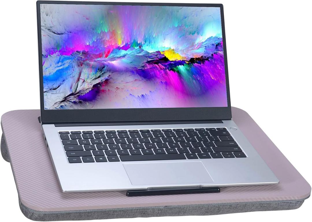 Portable Laptop Desk Fits Up to 16 Laptops, with Tablet Slot, Built-in Cushion, Great for Home & Office,Lap Desk for Laptop,Lap Desk with Cushion (Grey Violet, Medium)