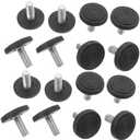 Mikikit Adjustable Legs for Table 22pcs Bun Feet for Furniture Threaded Levelers Round Foot Steel Furniture Levelers