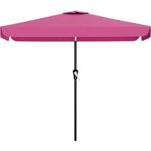 AreShark 6.5 x 10 FT Rectangular Valance Patio Umbrella, Outdoor Umbrella with Tilt and Crank, Market Table Umbrellas W/ 6 Ribs UV Protection for Garden, Deck, Backyard and Pool, Rose Pink