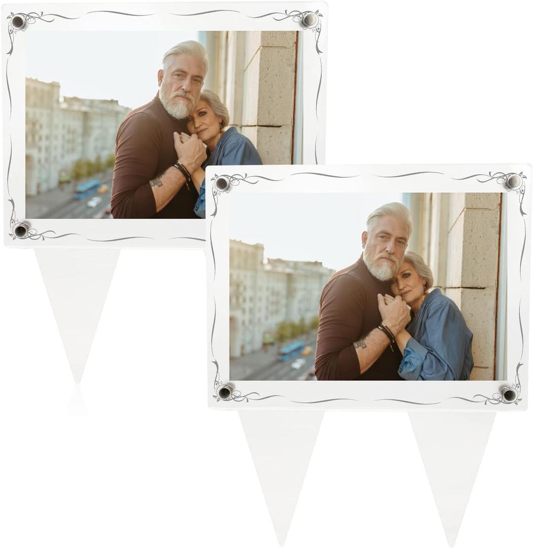 5x7 Waterproof Picture Frame for Grave Grave Decorations for Cemetery, 2PCS Acrylic Outdoor Cemetery Decorations for Grave, Sympathy Gifts, Memorial Gifts (B)
