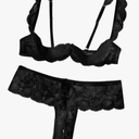 Lilosy Women Sexy White Floral Lace Sheer Lingerie Set Underwire See Through Bra and Panty size XL