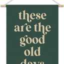 These Are the Good Old Days Wall Hanging Pennant Banner Flags, Nostalgic Retro Green Inspirational Positive Canvas Wall Banner for Home Kids Boys Room Playroom Office Decor