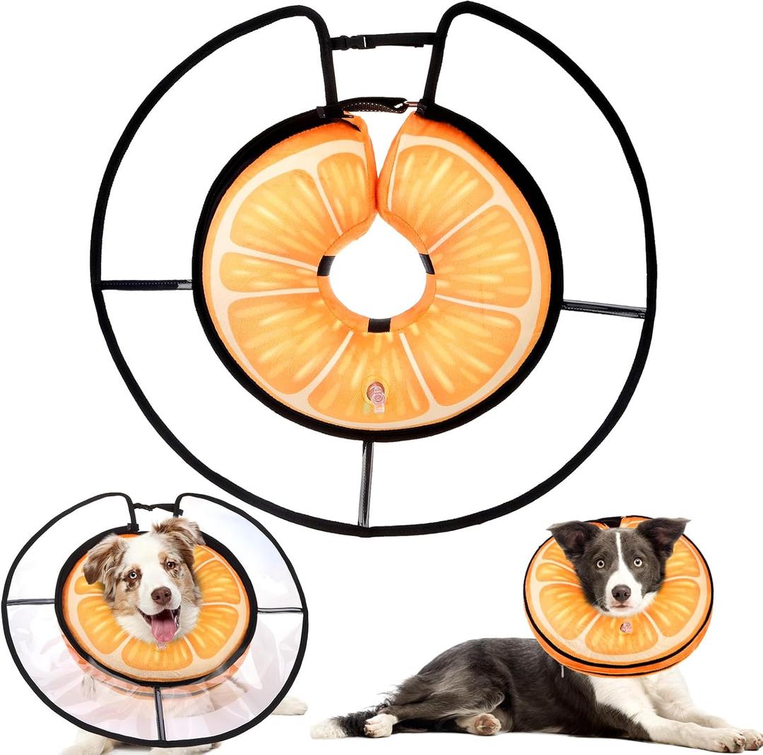 KOOLTAIL Inflatable Dog Cone Collar, Protective Dog Recovery E Collar for Medium Large Dogs After Surgery, Soft Adjustable Dog Neck Donut Cone with Enhanced Anti-Licking Does Not Impede Vision, M+ (Medium(13-15in))