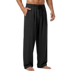 Mens Pajama Pants - Moisture Wicking Bamboo Viscose Cotton Soft Cooling Sleep Bottoms for Home & Lounge, Large