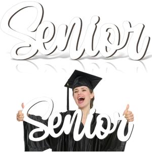Yousoontic Graduation Party Decoration Senior Wooden Photo Prop Sign Graduation Photo Booth Sign Senior Picture Prop Wood Cutout 2026 Decoration for Graduate Party Favor Supplies(White)