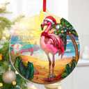 Flamingo Christmas Ornaments 2025 - Suncatcher Animal Ornaments for Tree - Flamingo Ornament for Tropical Christmas Decorations, Funny Pink Flamingos Gifts for Women Men, Beach Ornament
