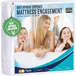 Utopia Bedding Waterproof Mattress Protector Twin Size, Zippered Mattress Encasement Bed Bug and Dust Mite Proof, Absorbent Six-Sided Mattress Cover