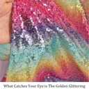 Pardecor Sequin Fabric by the Yard Glitter Fabric 1 Yard Little Mermaid Fabric Mesh Fabric Sequence Fabric Linen Material Fabric for Sewing Sparkle Cloth Fabric (1 Yard, Rainbow)