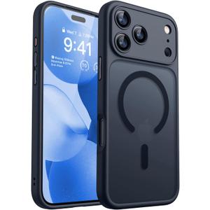 CANSHN Magnetic Compatible with iPhone 17 Pro Case, Upgraded [Full Camera Protection] [Compatible with Magsafe] [Translucent Matte] Shockproof Protective Phone Cover 6.3 Inch - Black