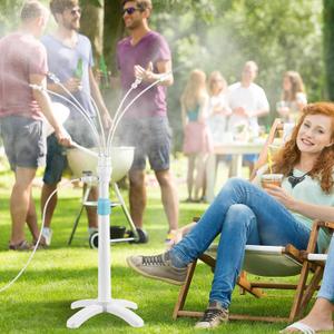 Stand Misters for Outside Patio with Adjustable Riser Tube (up to 46in) - 5 Brass Nozzles and 26FT Line Standing Misting Cooling System for BBQ, Patio, Pool, and Water Activities
