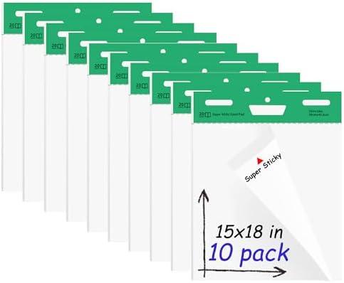 fwipiyo 10 Pack Sticky Easel Pad, Flip Chart Paper 15x 18Inches, 20 Sheets/Pad, Large Easel Paper for Teachers, Self-Stick Flip Chart Paper
