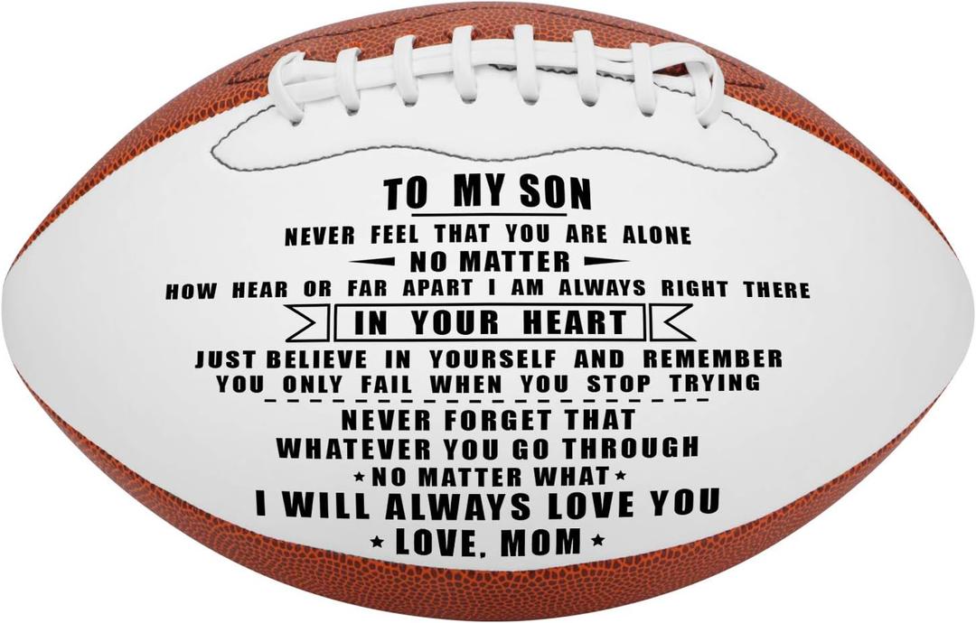 KWOOD Custom Personalized Football Gift for Son, Engraved Leather Indoor/Outdoor Football with Pump & Carrying Bag, Christmas Birthday Graduation Gift for Grandson Son Daughter