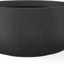 Kante 11.8" Dia Round Concrete Planter, Cement Plant Pots with Drainage Hole and Rubber Plug for Outdoor Indoor Garden Home, Modern Curvaceous Design, Black