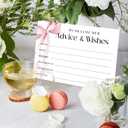 2 x Pink Bow Advice and Wishes Cards for the Mr and Mrs Watercolor Advice Cards Perfect for Guests Weddings Baby Shower Graduation Date Night Wedding Games Double-Sided Fill in Style 25 PCS - DH508