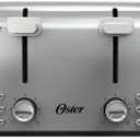 Oster 4 Slice Toaster, With 7 Browning Settings, Extra Wide Slots For Bagels and Special Breads, Removable Easy-to-Clean Crumb Tray, Cancel/Defrost/Bagel, Stainless Steel