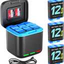 HONGDAK Battery Charger Kit for GoPro Hero 12 11 10 9 Black, 3-Pack Battery 2000mAh and 3-Channel Fast Charger with Micro SD Storage Slots Fully Compatible with Hero 9 10 11 12 Official Accessories