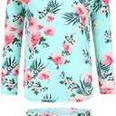 HowJoJo Girls Two Piece Swimsuits Long Sleeve Rash Guard Set Kids Bathing Suits UPF 50+, Size 13/14