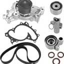 Engine Timing Belt Kit with Water Pump Compatible with 2001-2010 Toyota Camry Highlander Sienna Solara, 2002-2008 Lexus S300 RX330 RX400h 3.0L 3.3L Replacement for TKT-026 3470-1257 TCKWP257A