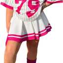 SOLY HUX Toddler Girl's Summer Clothes Jersey T Shirt with Skirts Sporty Cute 2 Piece Outfits (White and Pink)