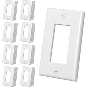 CML Mid-Size Decorator Wall Plates, 40 Pack Electrical Outlet Receptacle Covers, 1-Gang Switch Plates, Midway Size 3.18 x 5, Impact Resistant, Gloss Finish, White