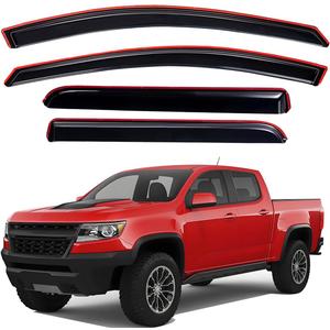 Lightronic Extra Durable Clip-on in-Channel Auto Vent Window Visor, Fits 2015-2022 Chevrolet Colorado & GMC Canyon, Crew Cab, UV Protection Rain Guard, Original Wind Deflector, Dark Smoke, 4-Pcs