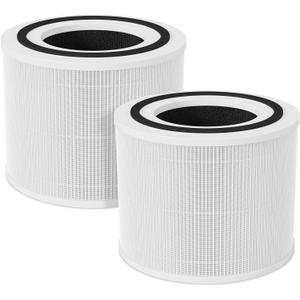 2 Pack Core 300 Replacement Filter Compatible with LEVOIT Core 300 and Core 300S Air Purifier, H13 True HEPA & Activated Carbon, Replace Core300RF, White