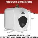 8 Gallon Capacity, 120-Volt Ariston Andris Mini Tank Electric Water Heater Heating Solution for Under Sink, RV, and Compact Spaces, Smart Boost for Versatile Heating, Simple Installation
